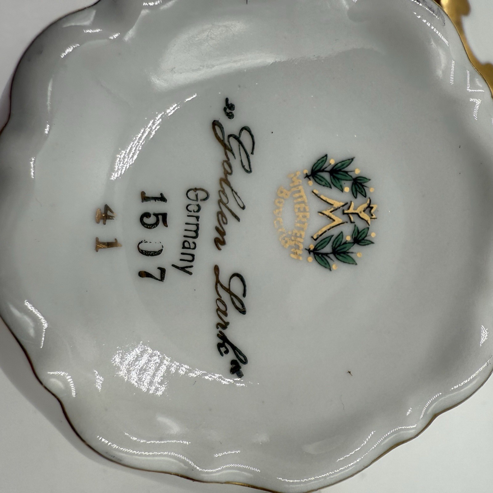 Mitterteich Bavaria Golden Lark Tea Coffee Cups Saucers Set of 3 Made in Germany