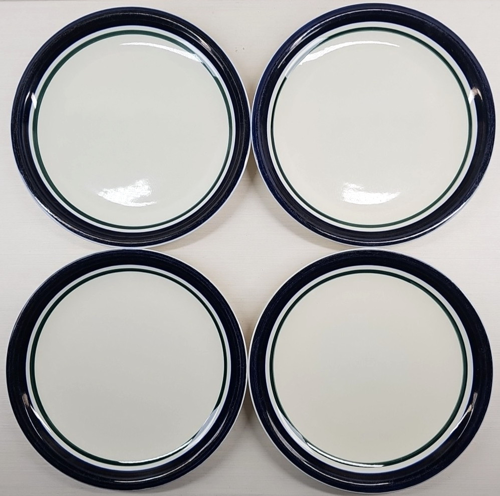 4 Tienshan Kitchen Basics Cobalt Green Dinner Plate Set Table Dining Dishes Lot