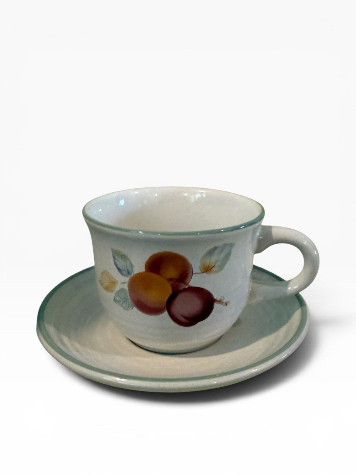International Sweet Bounty Inddividual Cup & Saucer Set Fruit Design Stoneware