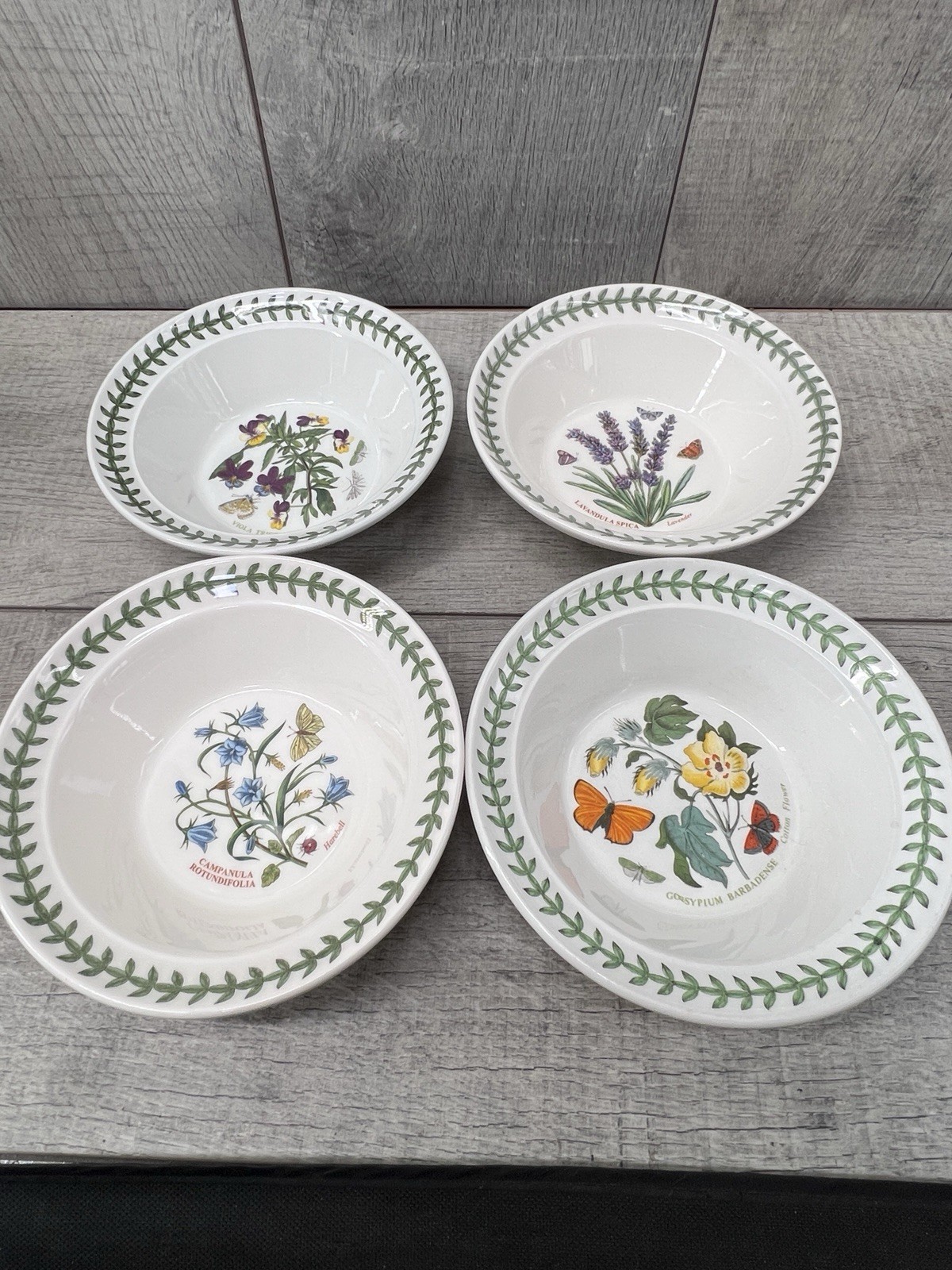 4 Portmeirion Botanic Garden Susan Williams-Ellis 6.5″ Soup Cereal Bowls England