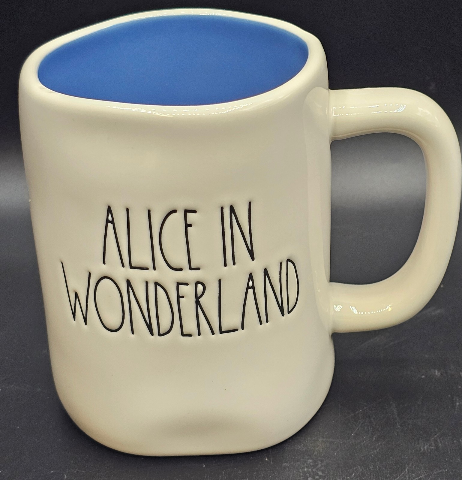 Rae Dunn Disney Alice In Wonderland Blue Interior Coffee Mug Magenta 181
