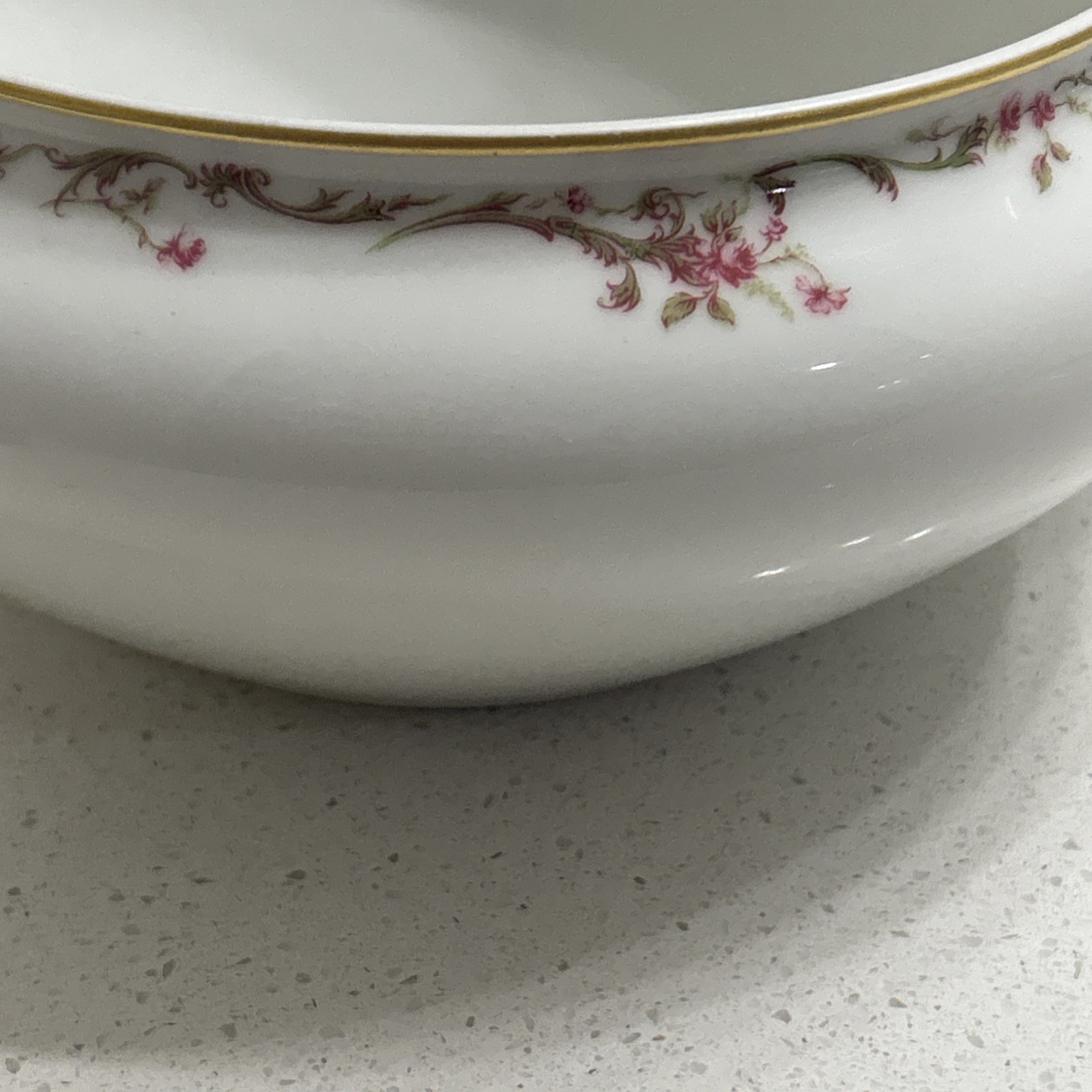 Haviland Limoges France Handled Casserole Dish Pink Rose Garland & Gold Trim