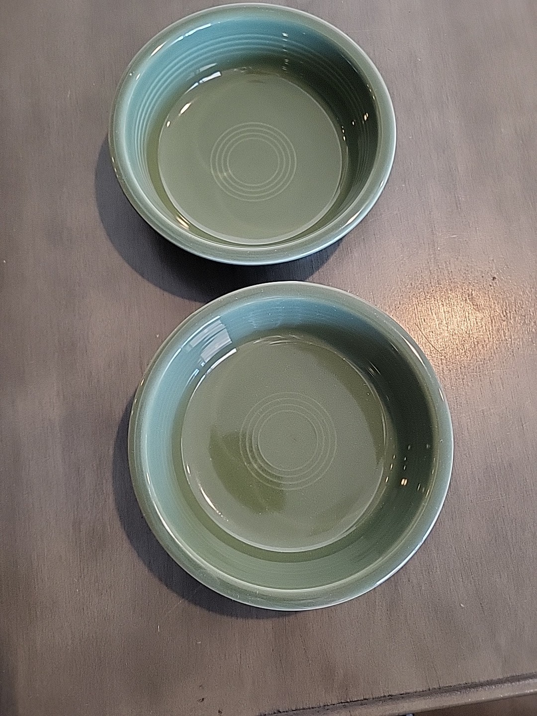 2 HLC Fiesta Dark Green Bowls Soup/Salad/Cereal 7″ Homer Laughlin Fiestaware USA