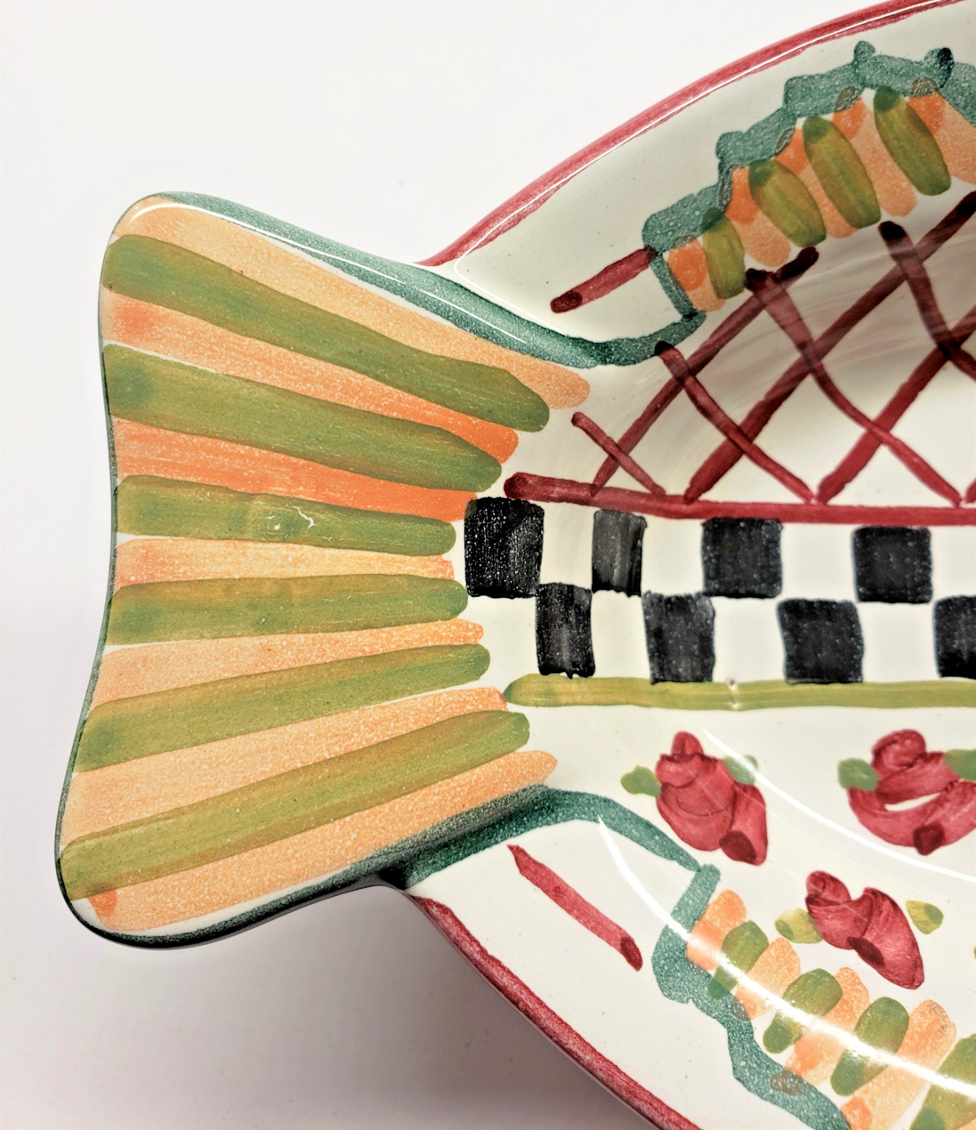 MacKenzie-Childs Truly MC Ceramic Fish Dish Courtly Check Accent Collectible