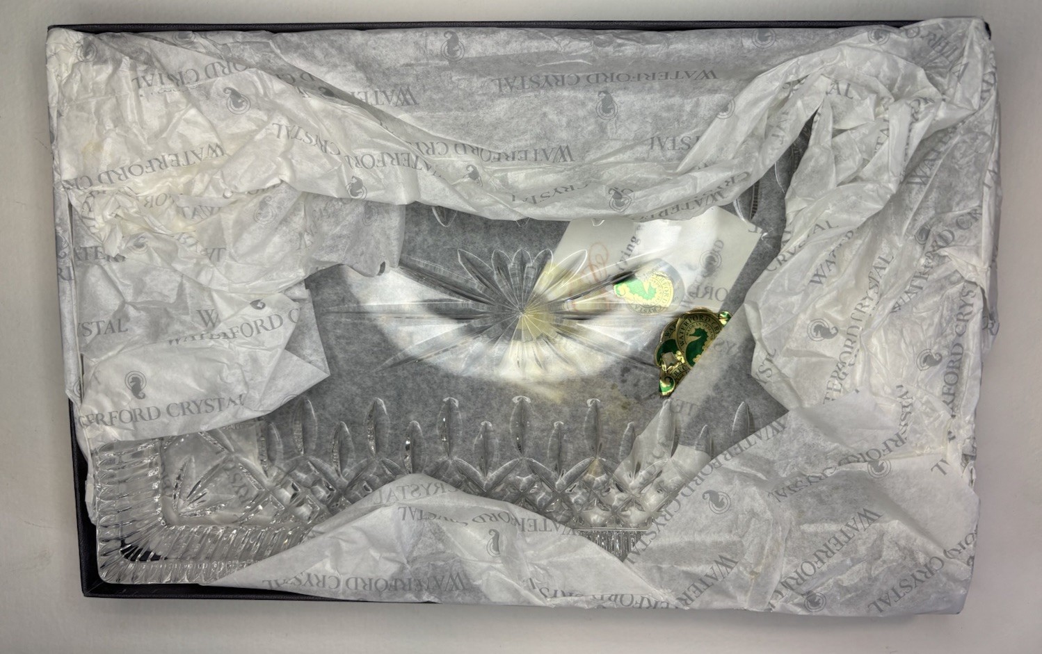 Waterford Crystal: Lismore Sandwich Tray, 11.1″ – NIB W/ Box And Seahorse Label