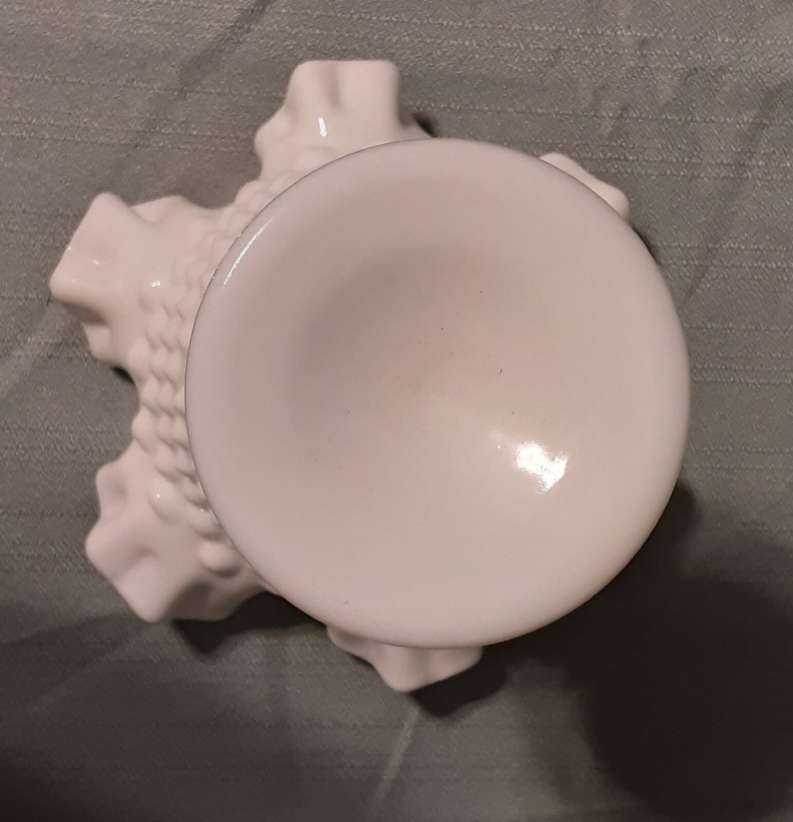 Vintage Fenton? Hobnail Milk Glass Depression Glass Crimped Compote/candy Dish