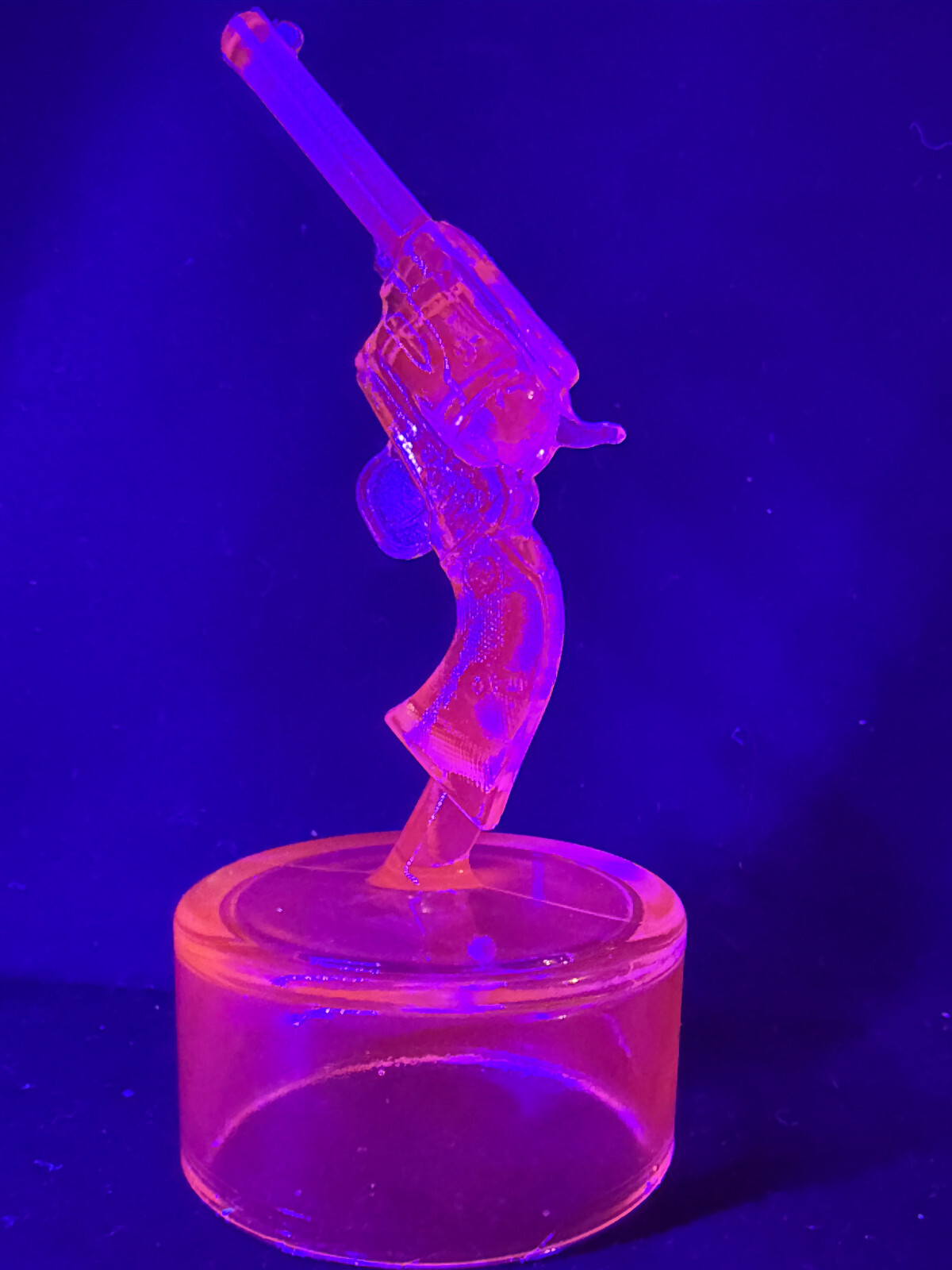 Blue Vaseline glass Colt Revolver pistol uranium single action army gun western