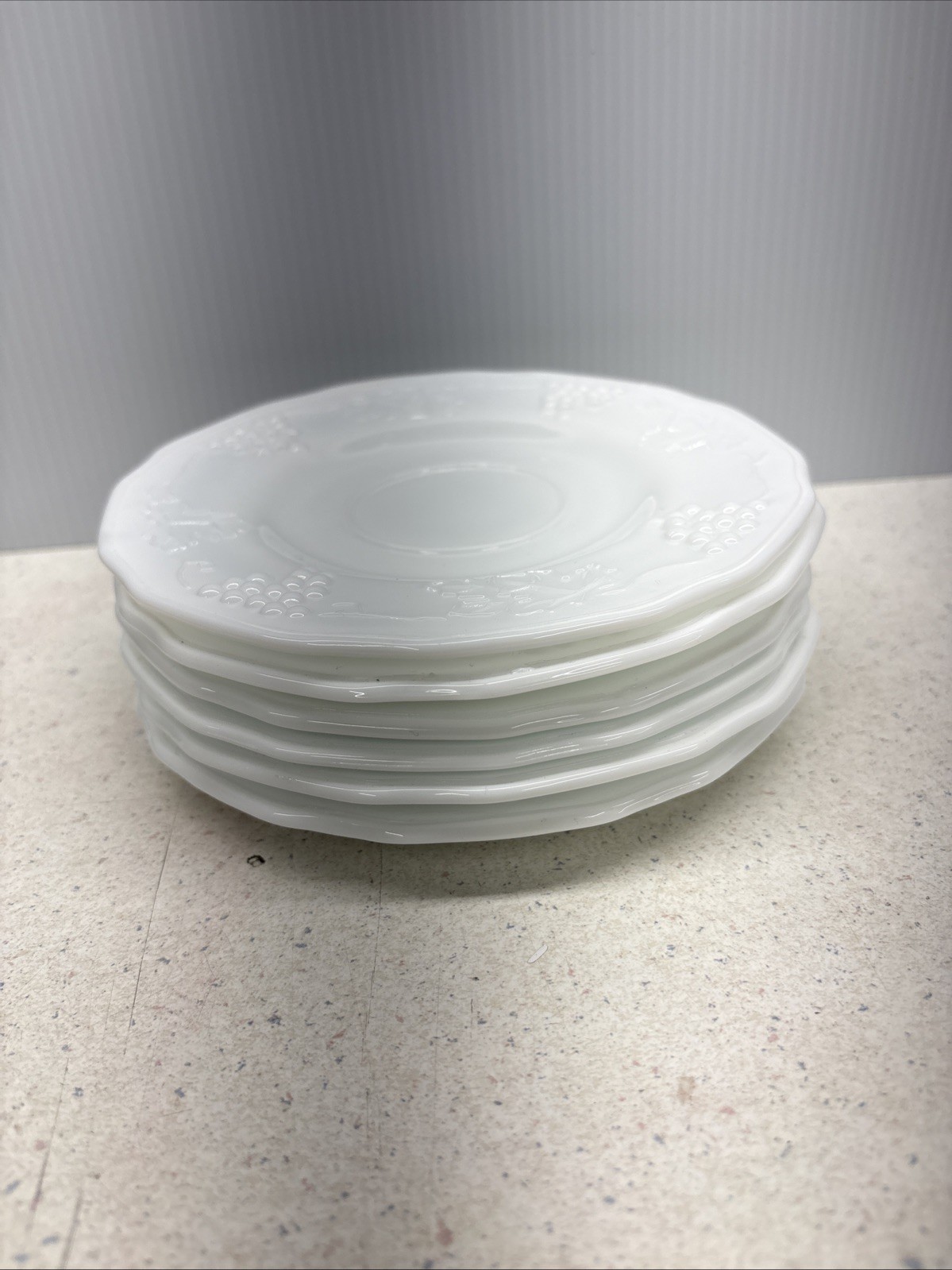 Vintage Indiana Colony Milk Glass Harvest Grapes Saucer – SET OF 6