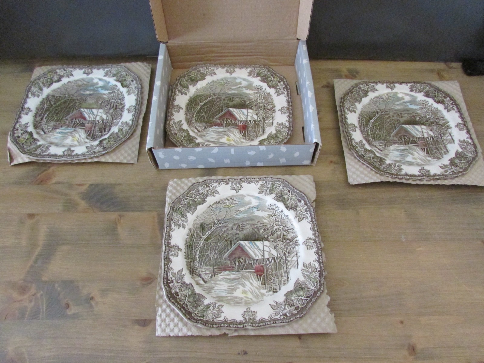 Set of 4 Johnson Bros The Friendly Village Square Salad Plate The Covered Bridge