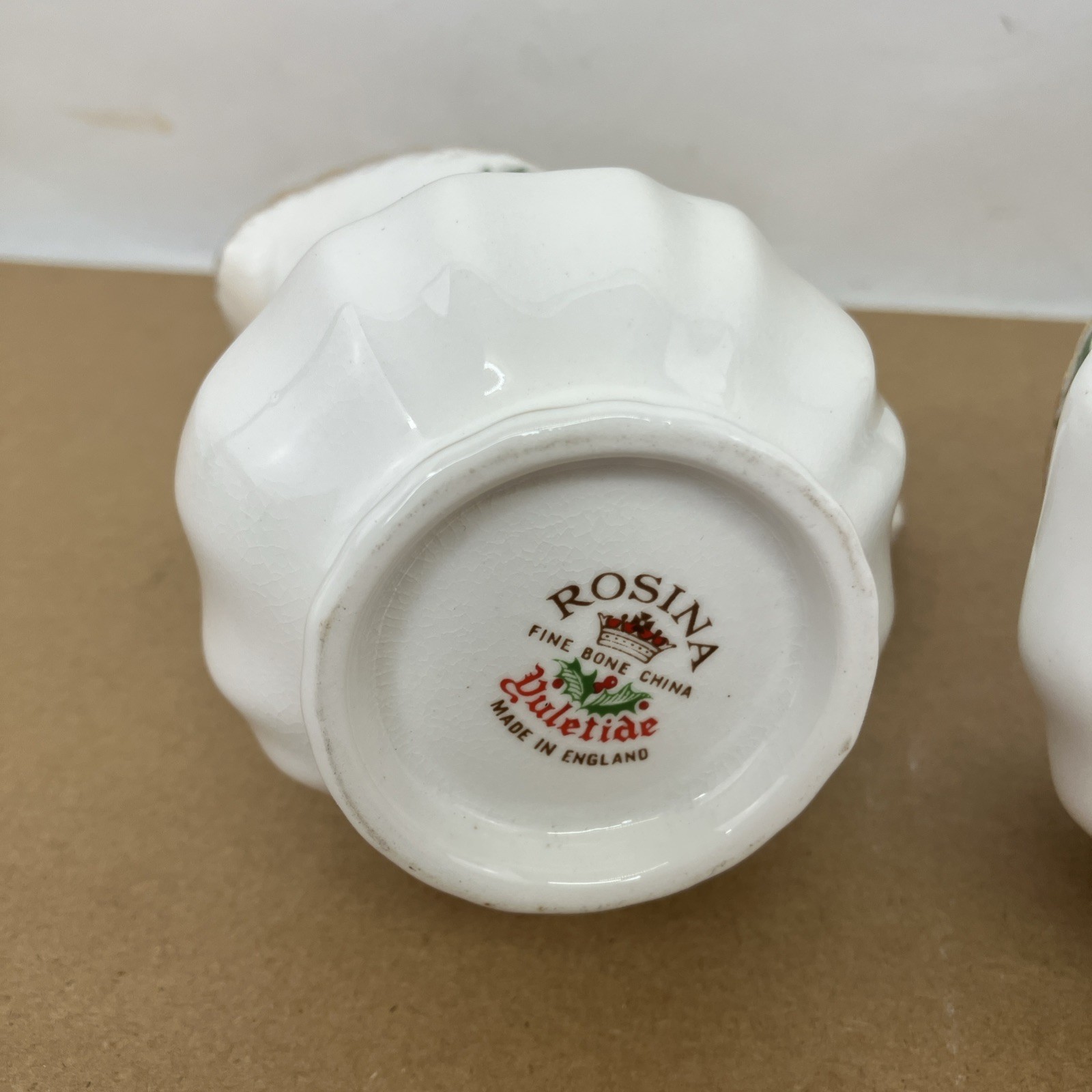 Yuletide Rosina Bone China Cream Pitcher Sugar Bowl Holiday Home Kitchen Holly