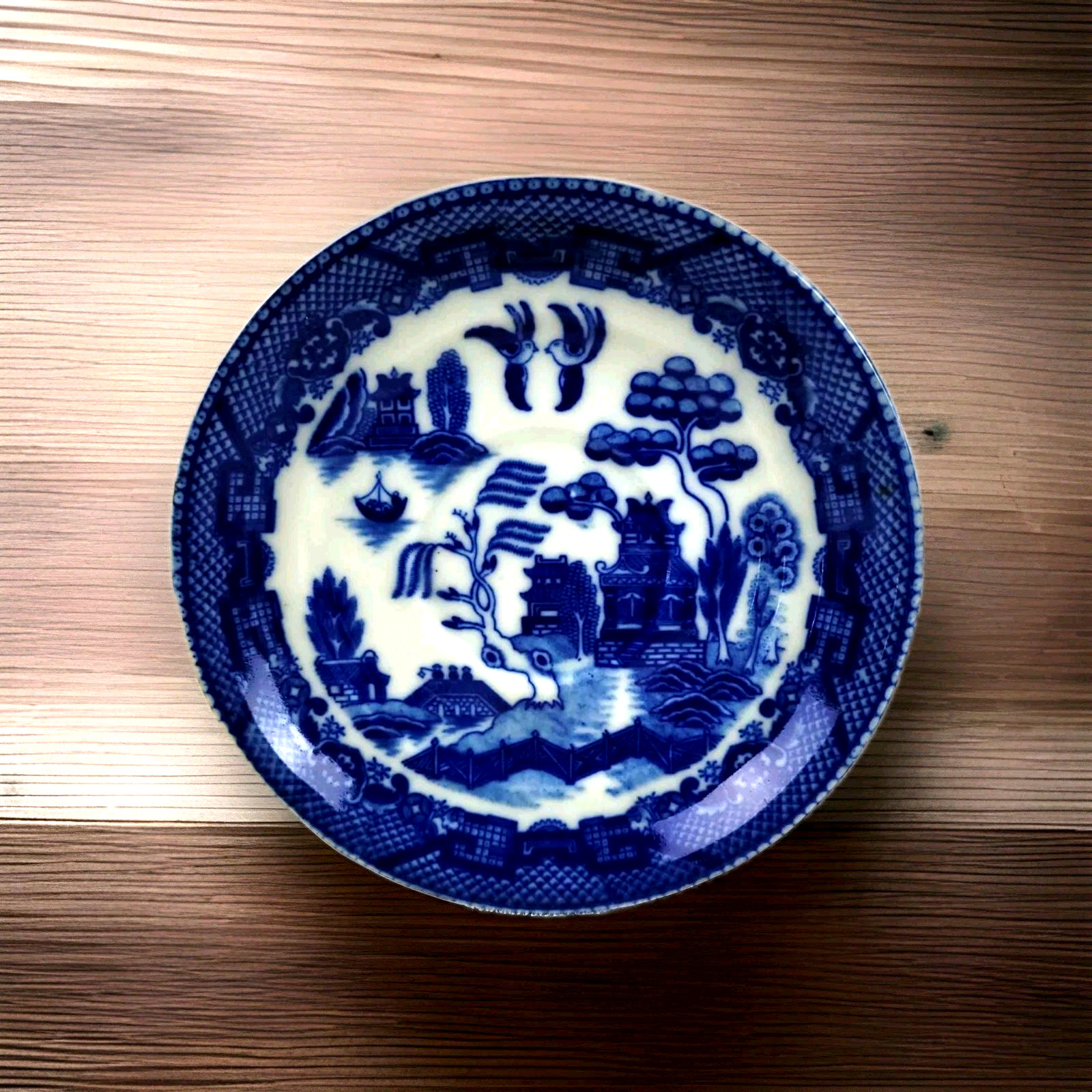 Maruta China Saucer – Blue Landscape – Made in Occupied Japan