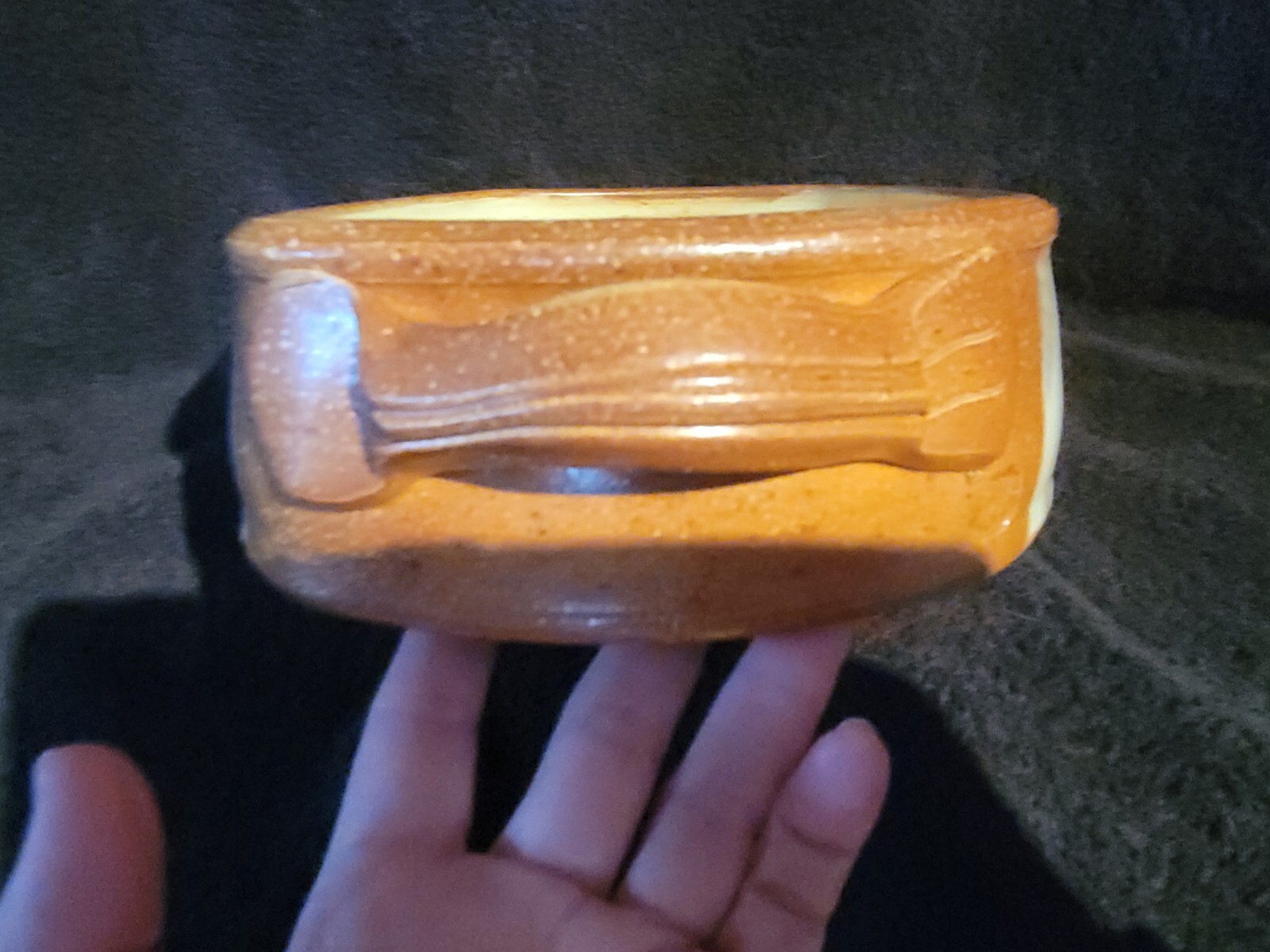 Studio Art Pottery Evelyn Ward North Carolina Dish With Handles Leaf Pattern
