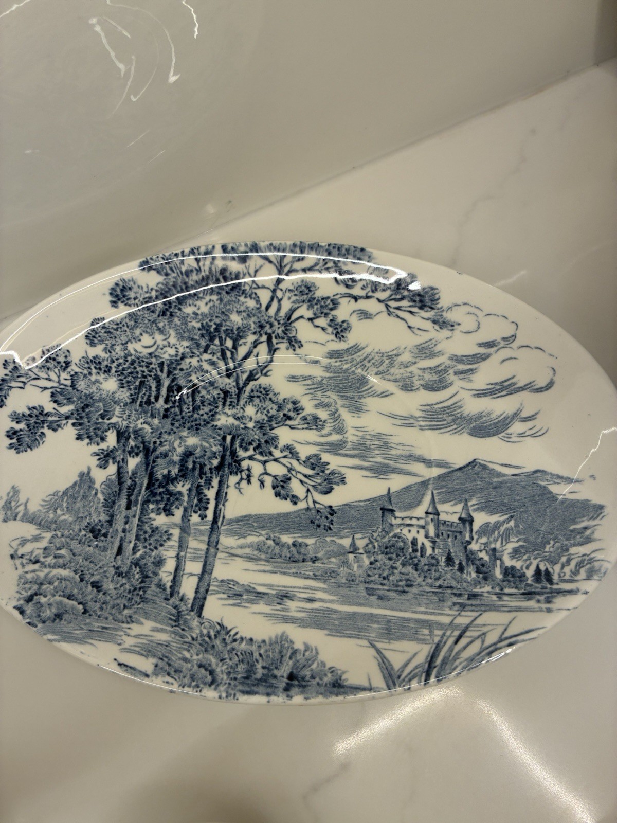 Perfect! ENOCH Wedgwood Countryside Blue Transferware 34 Pc Dinnerware Set for 4