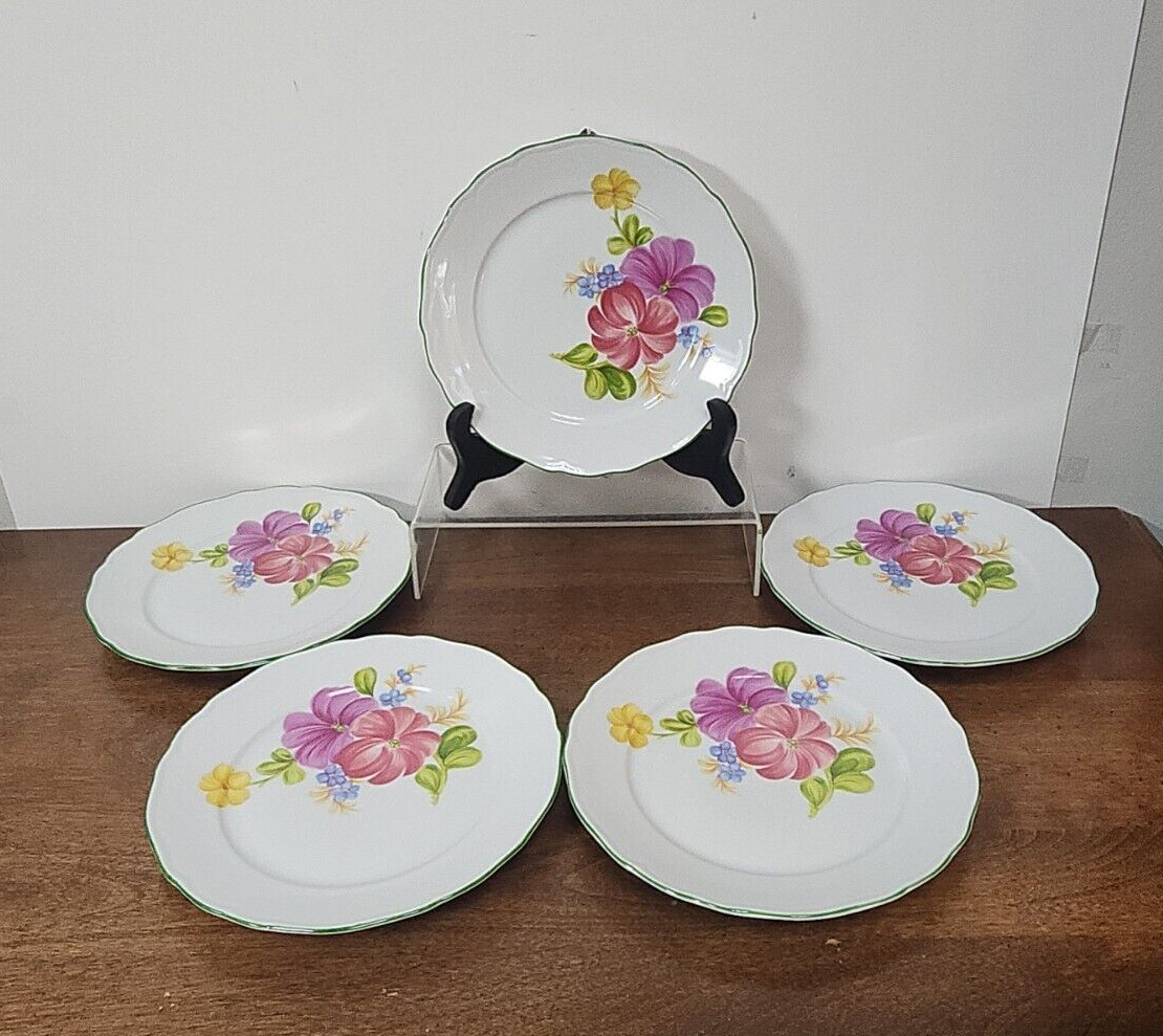 TIRSCHENREUTH BAVARIA FLORAL 7 5/8″ PLATE SET OF FIVE