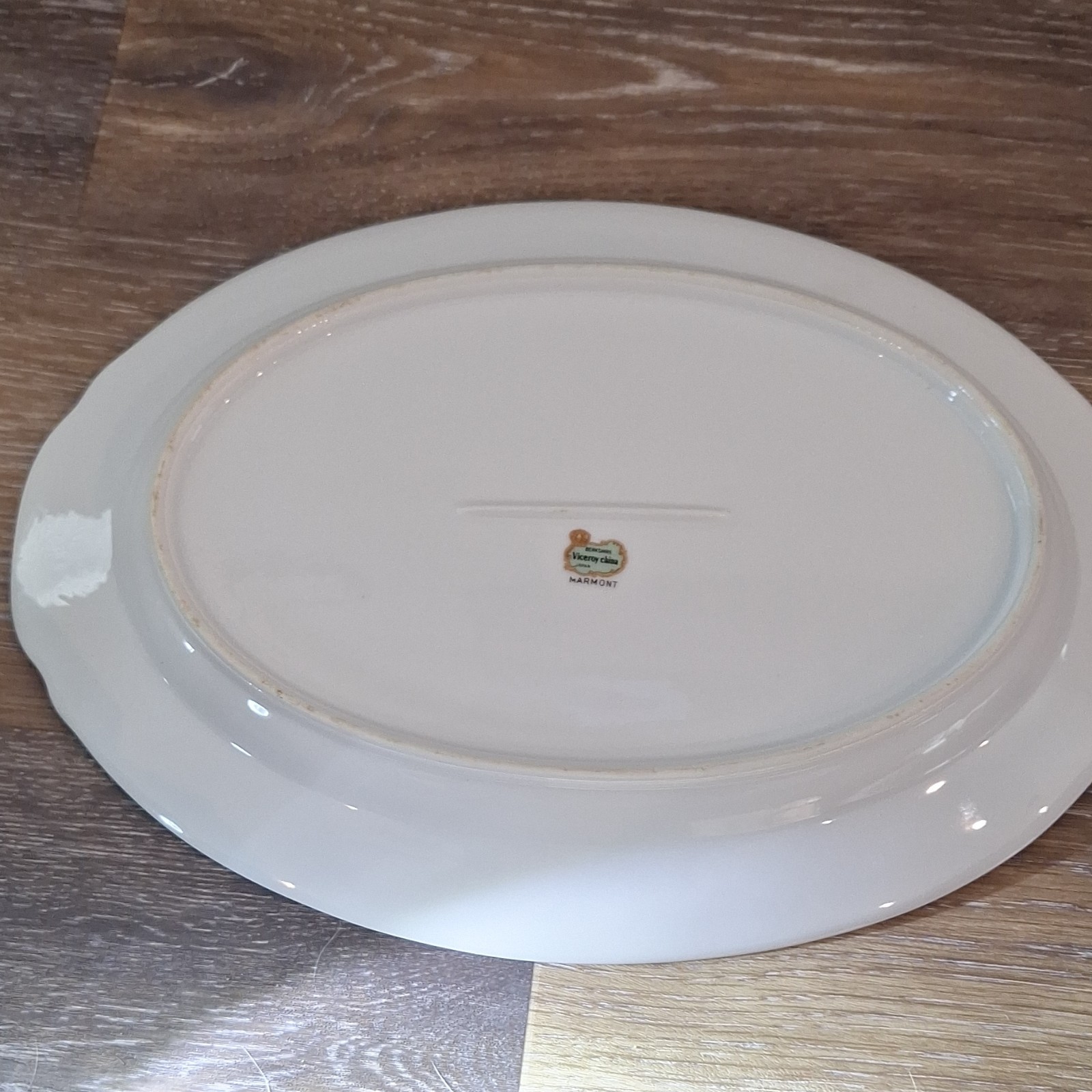 Victory China Marmont Oval Floral Porcelain Platter White w/ Gold Trim