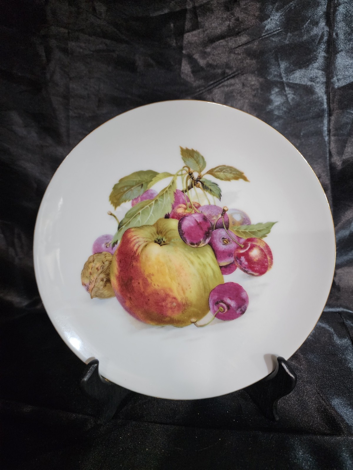 Vintage Bareuther Waldsassen Bavaria Germany Assorted Fruit Wall Plate (5pc)