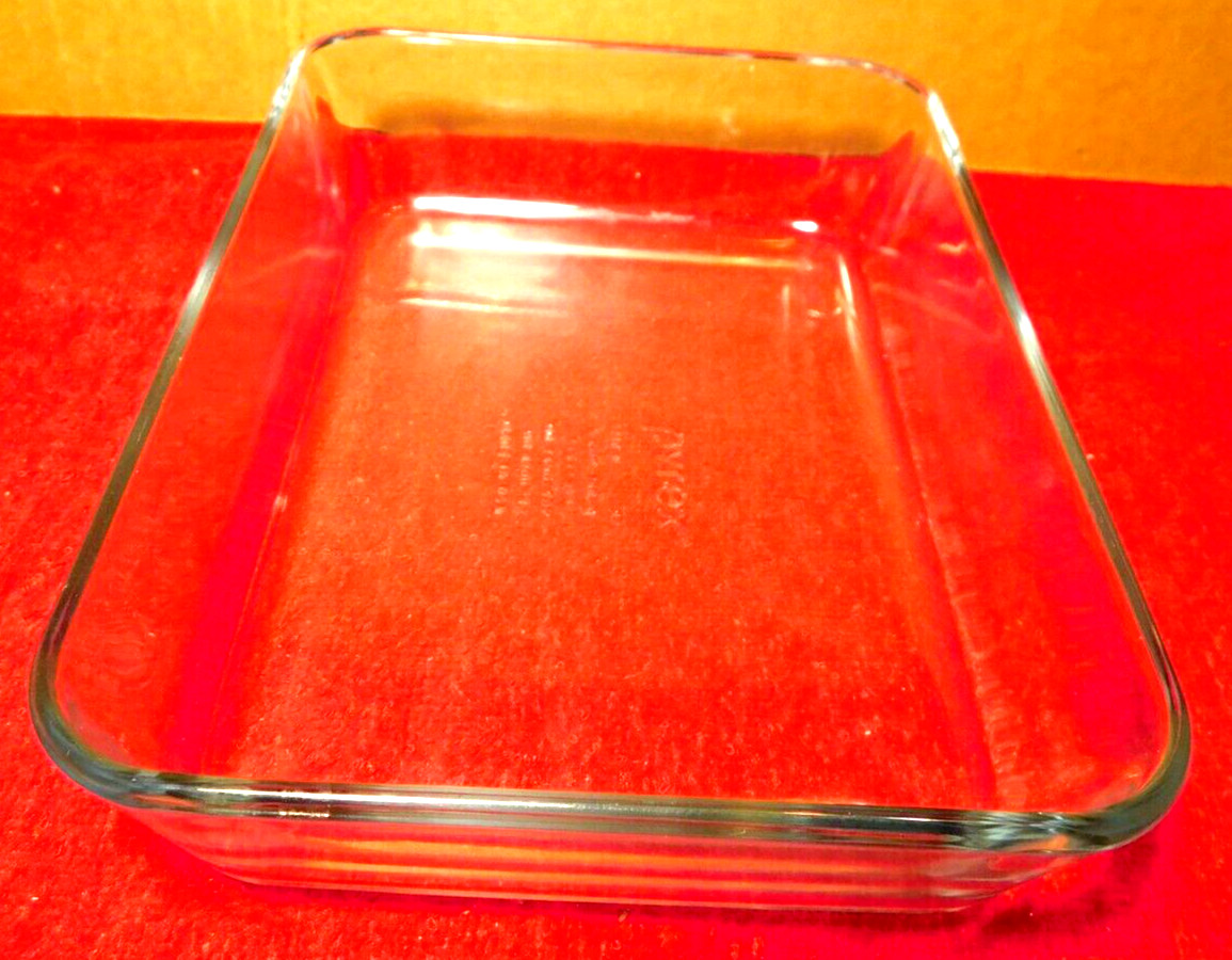 Pyrex~7210 H 3 Cup-750 ml. Clear Glass Rectangle 7 x 5 x 1 1/2″ Made In USA