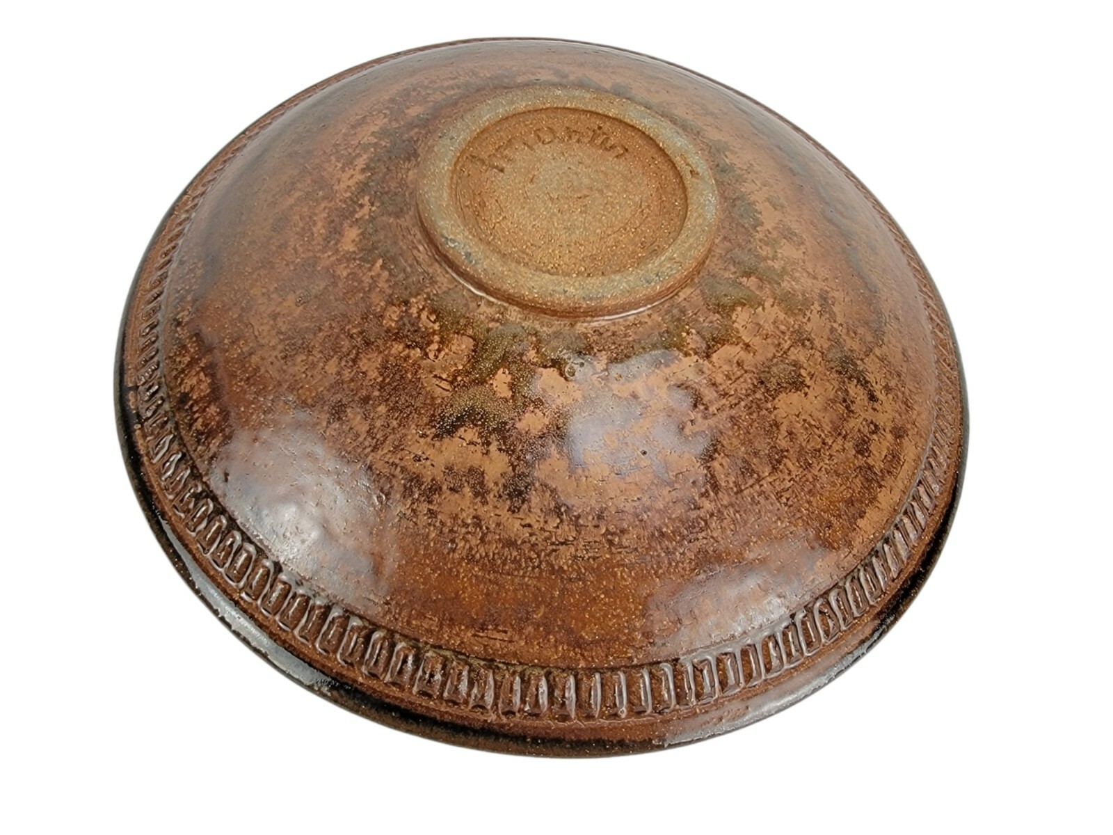 Studio Art Stoneware Bowl by H. Martin Handmade Centerpiece Bowl Signed 14″