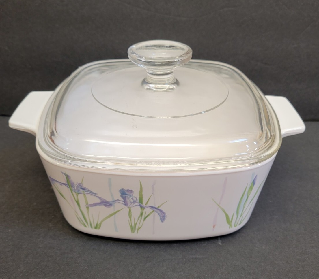 10 pc Corning Shadow Iris Casserole Dishes w/ Pyrex Lids + Corning Lid