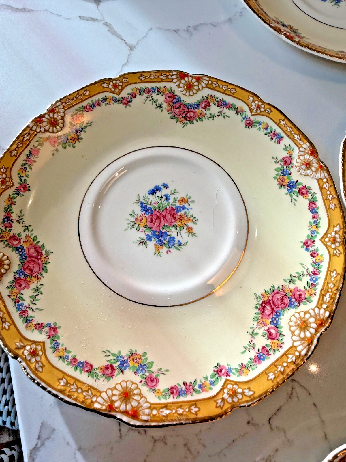 John Maddock & Sons-Royal Ivory- “Henley” Set of 2 Bread Plates Floral Antique