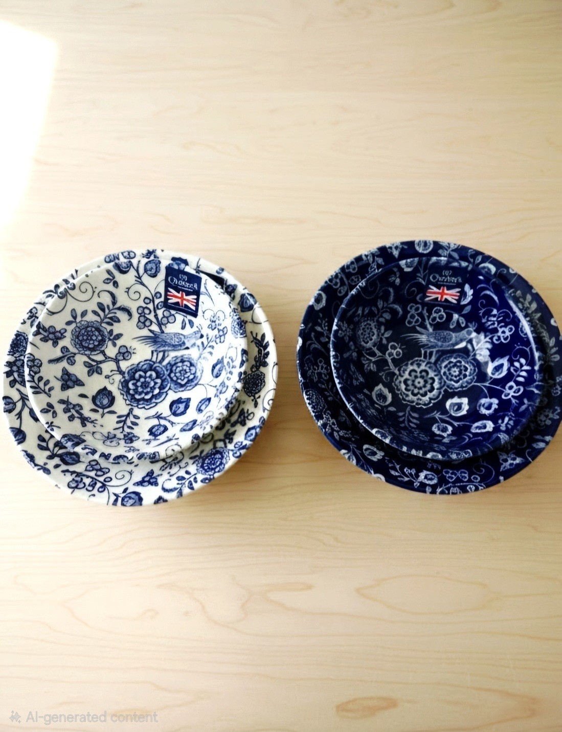 Queen’s by Churchill Nankin blue and white bird floral bowls made in England….