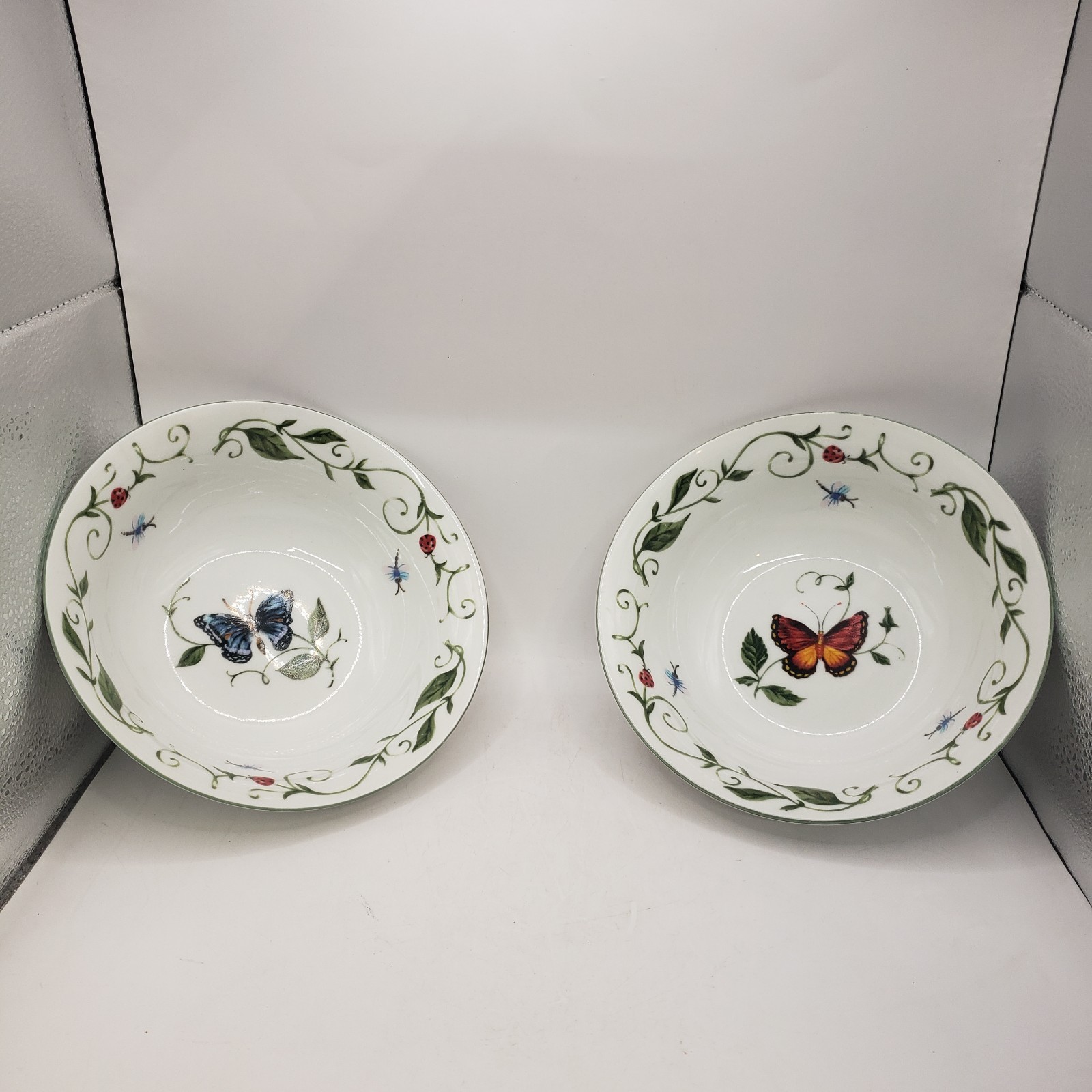 2 Tabletops Unlimited Butterfly Ladybug 7” Cereal / Soup Bowls