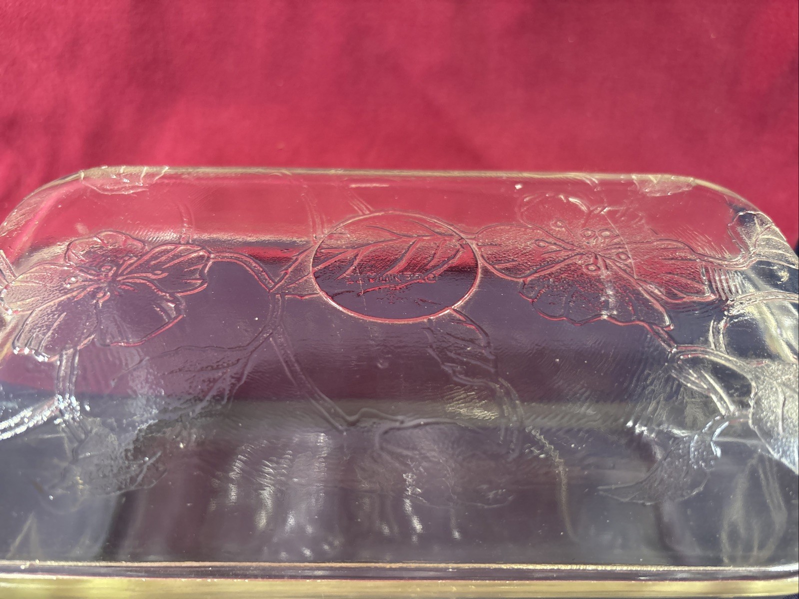 McKee Glass Refrigerator/Casserole Dish Hibiscus Pattern 9 1/2in.x5in.