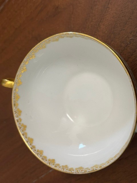 Antique GDA CF Haviland Limoges Two-Handled Cream Soup Bouillon Cup & Saucer