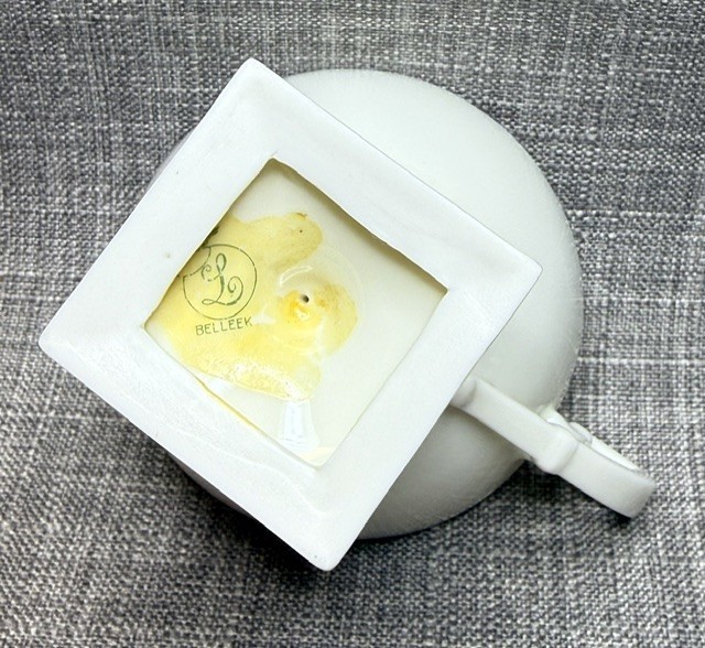 Lenox American Belleek Cup and Saucer Art Deco Style, Ivory Bone China