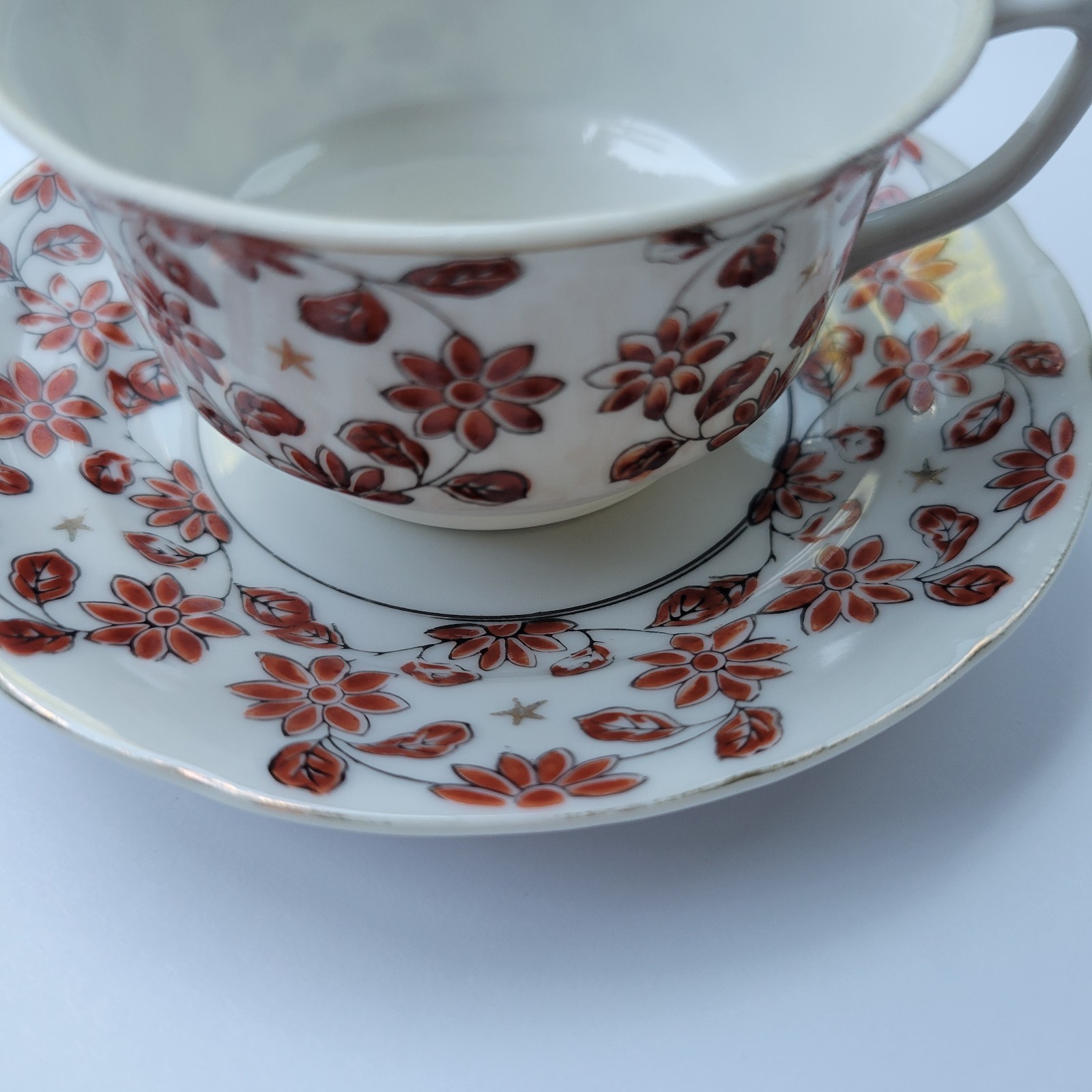 Vintage Porcelain Hadson Chinaware Made In Occupied Japan Teacup & Saucer Floral