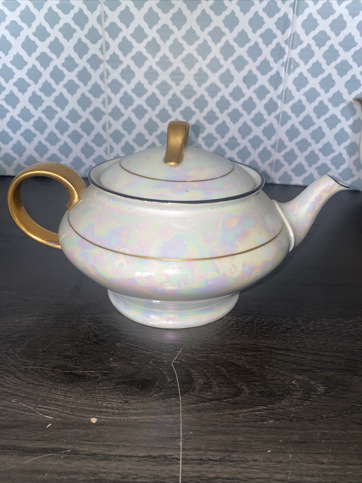 K&A Krautheim Selb Bavaria Germany Gold And Metallic Cream Teapot with Lid short