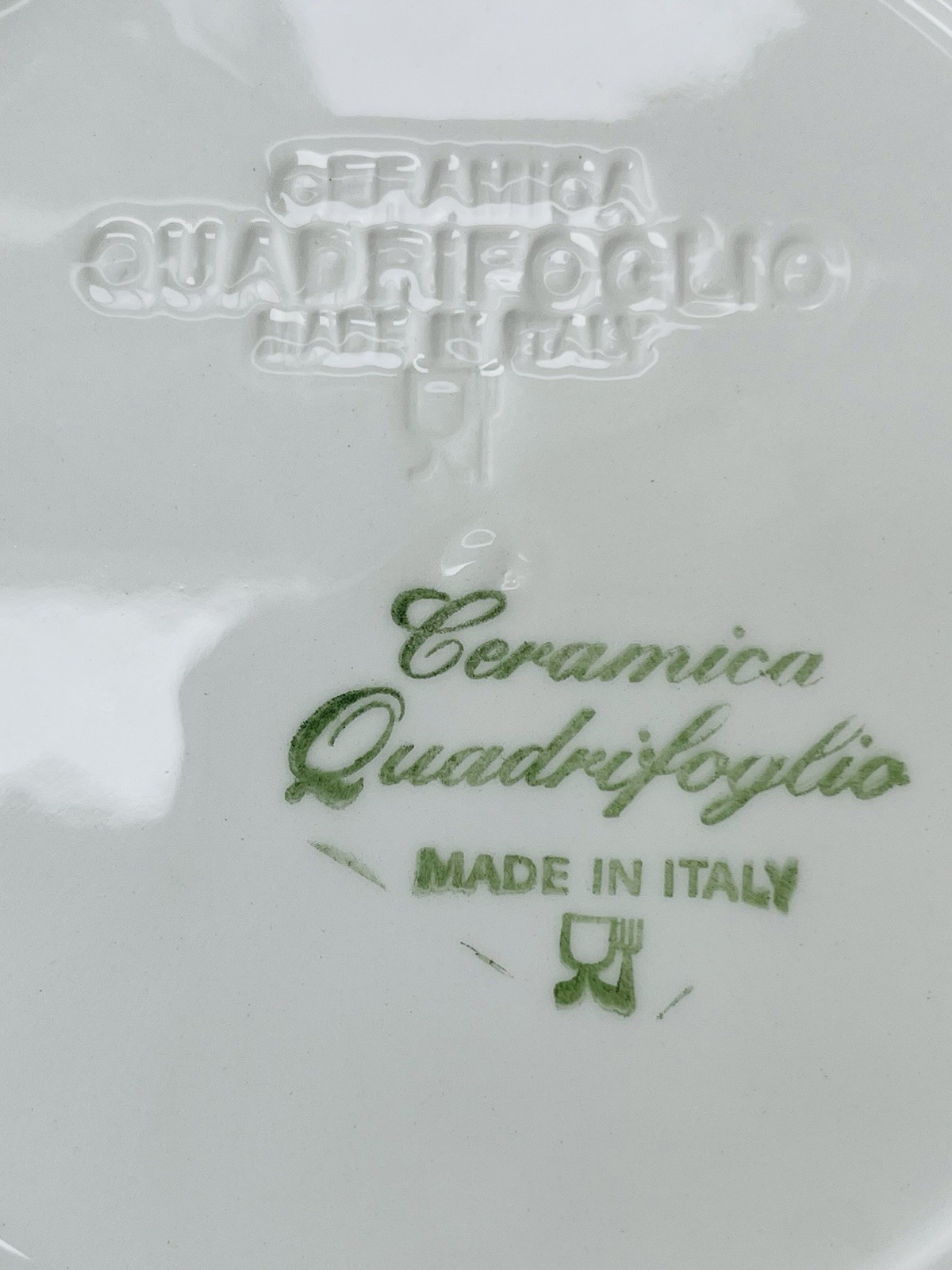 CERAMICA QUADRIFOGLIO ITALY BLUE & WHITE DINNER PLATE 10.25″ 5 AVAIL. VERY GOOD
