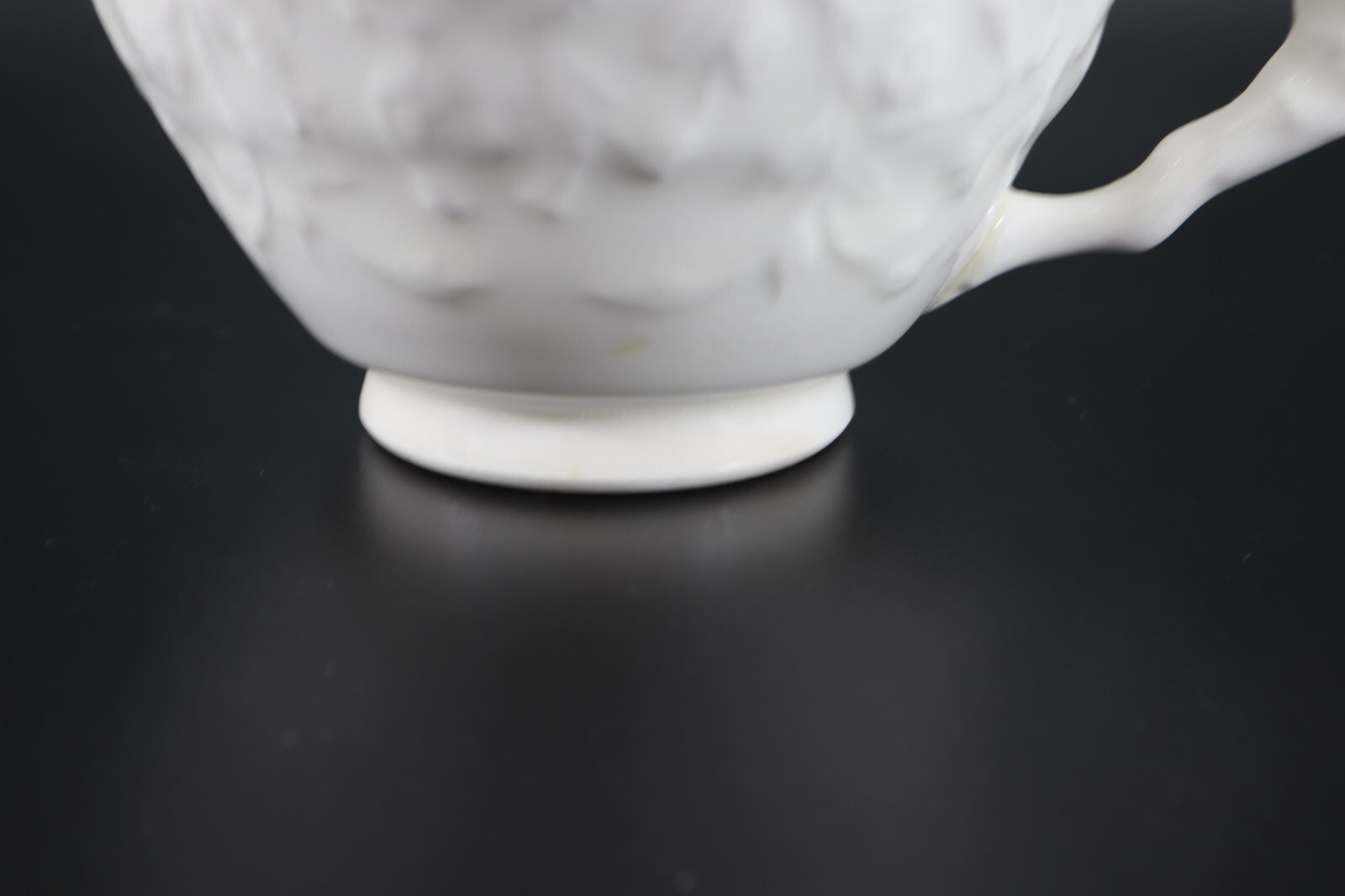 Pope Gosser Rose Point CUP & SAUCER Set of 2 White w Raised Roses Vintage USA s