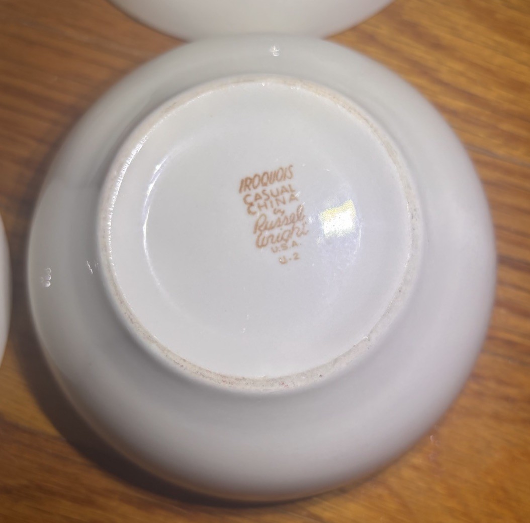 Set of 4 Russel Wright Iroquois Casual China White 5 1/4″ Cereal Bowls READ!!!