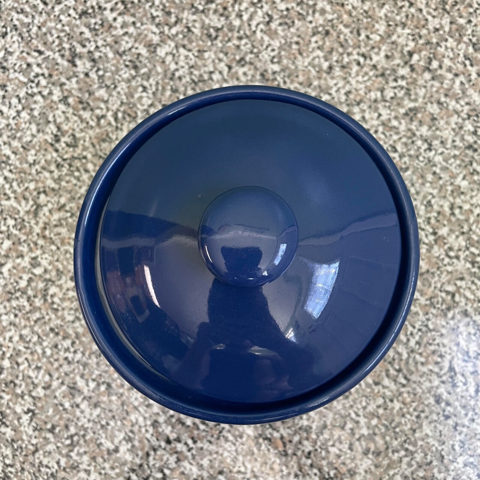 Crock Cobalt Blue With Lid 5 1/2 Inches Tall By 5 1/2 Inches Wide