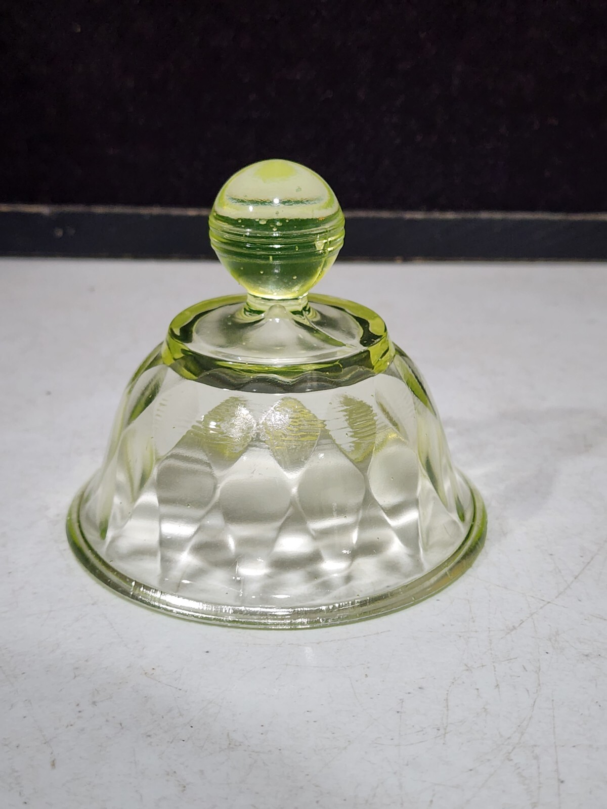 Bryce Brothers Diamond Quilt TALL COVERED DISH 19th Century Yellow Uranium Glass