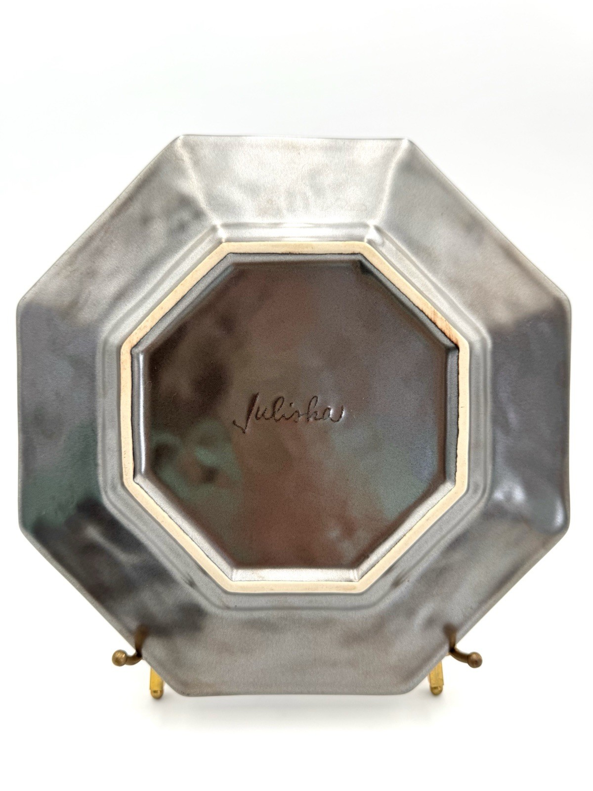 Juliska Pewter Stoneware – Octagonal Dessert Plates 8 3/4”, Set of 3
