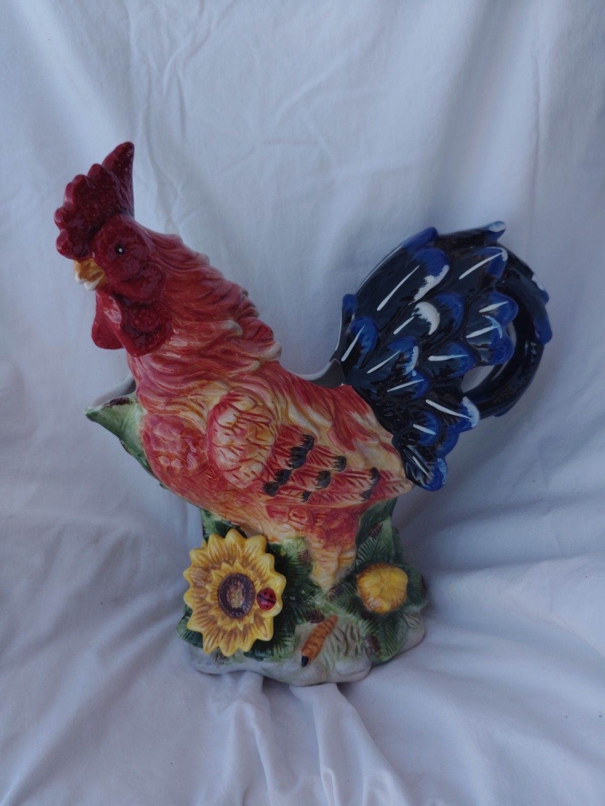 Fitz & Floyd Classics Country Gourmet Rooster 12” Tall Pitcher Centerpiece