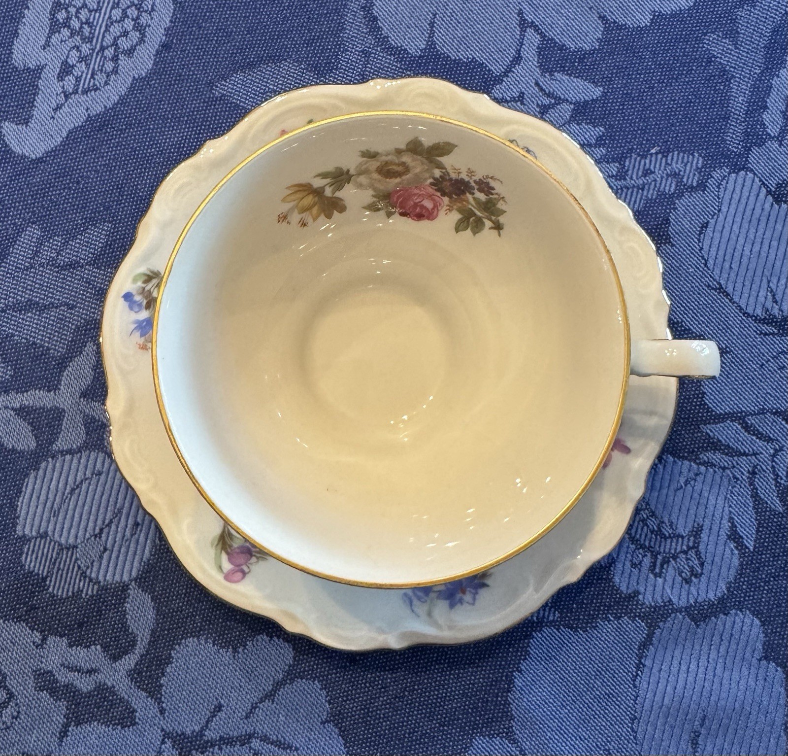 Set of 6 Mitterteich Bavaria Meissen Floral Teacups With Matching Saucers
