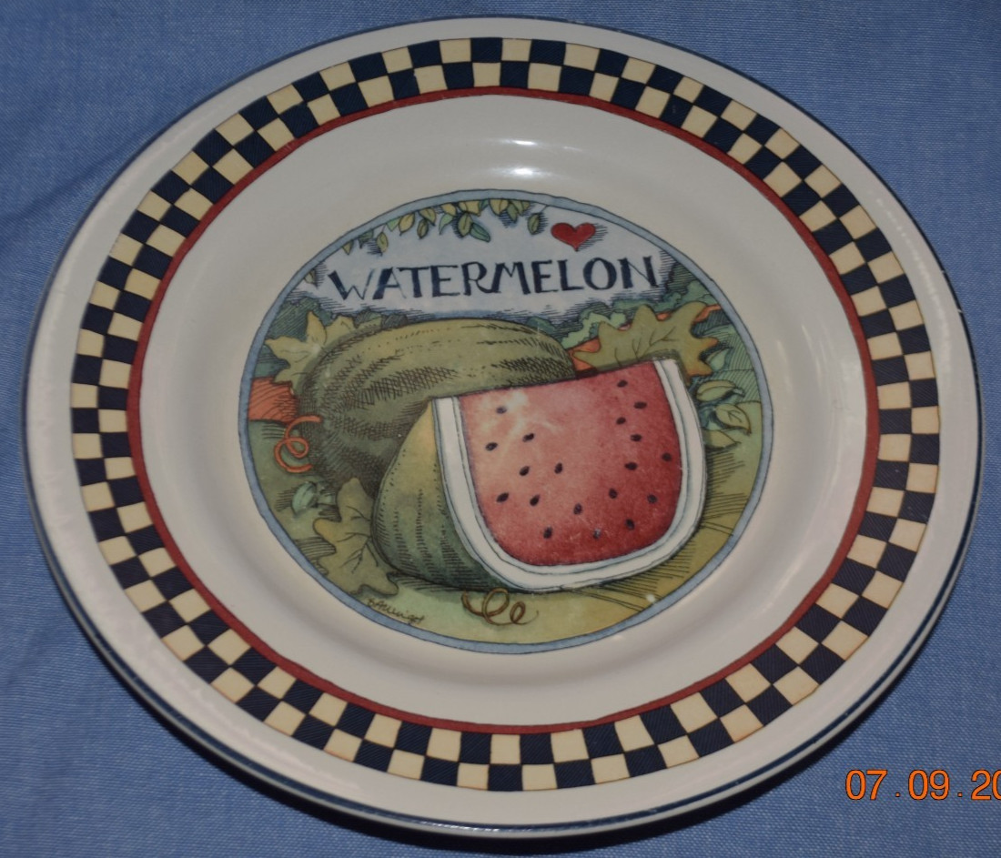 Susan Winget WATERMELON Harvest Fair 9.5″ Dinner Decor Plate 1992-1996