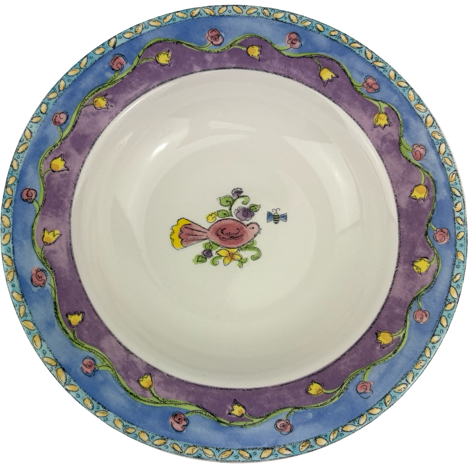 Sango Birds and the Bees Soup Bowls Set of 4 VTG 8 3/4″ Sue Zipkin Stoneware A