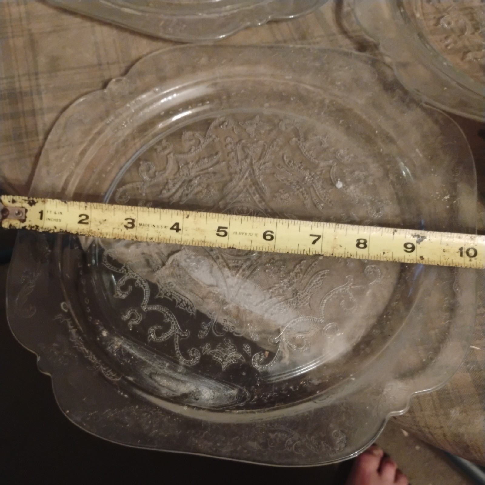 Vintage Indiana Glass “Sandwich Clear” Set of 3 Glass Dinner Plates