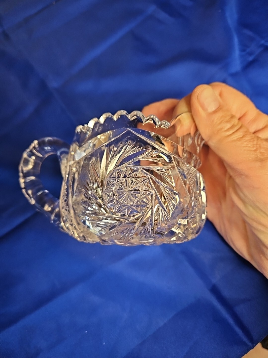 Antique American Brilliant Crystal Saw Tooth Creamer Elegant Dining OLD MONEY