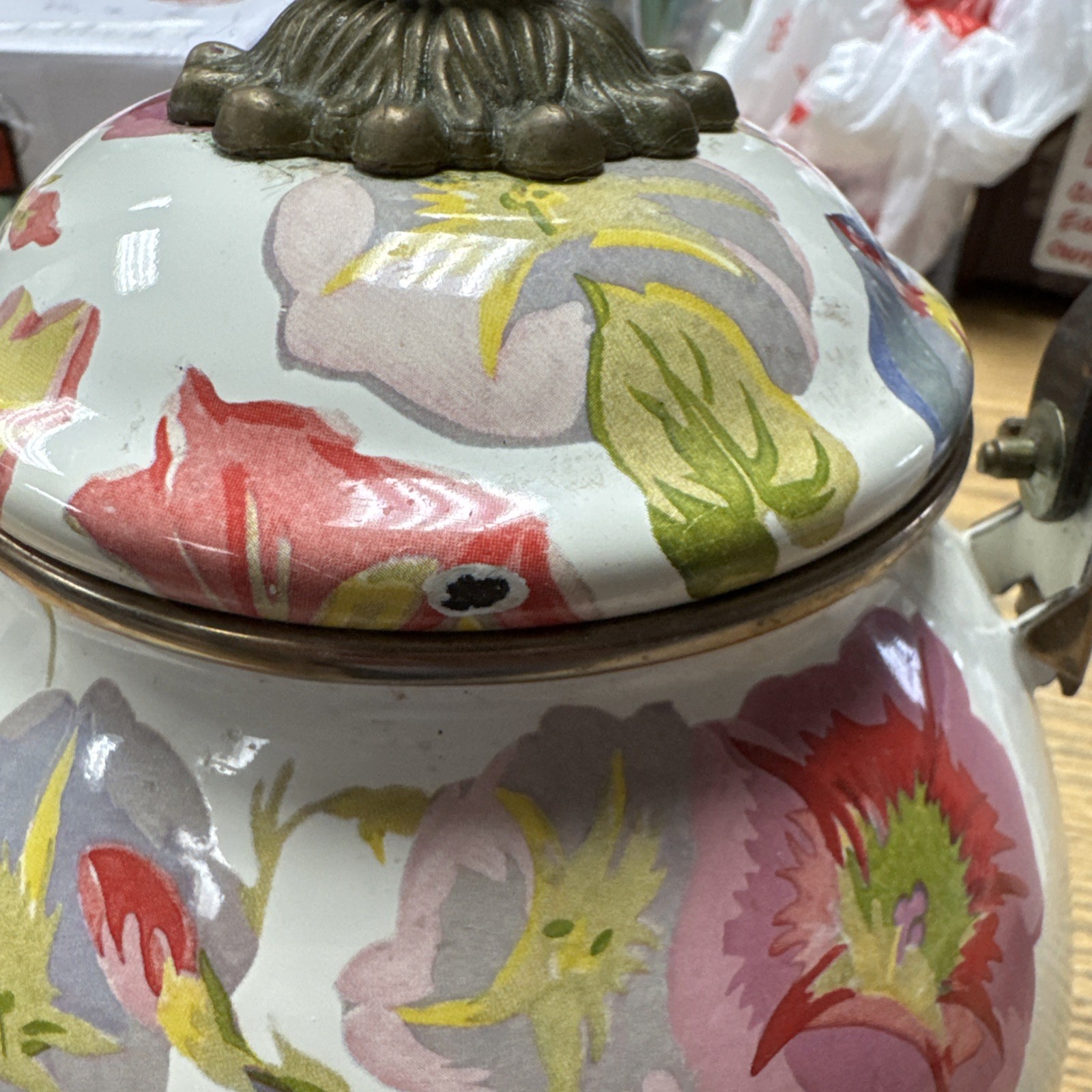 Mackenzie Childs Enamel Morning Glory 2qt kettle, RETIRED and hard to find.
