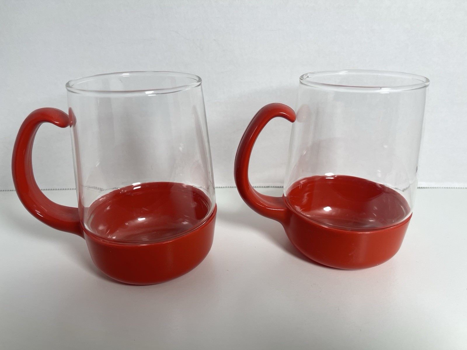 Pyrex Red Snap In Glass Cup Pyrexwear Mid Century Vintage Set Of 2