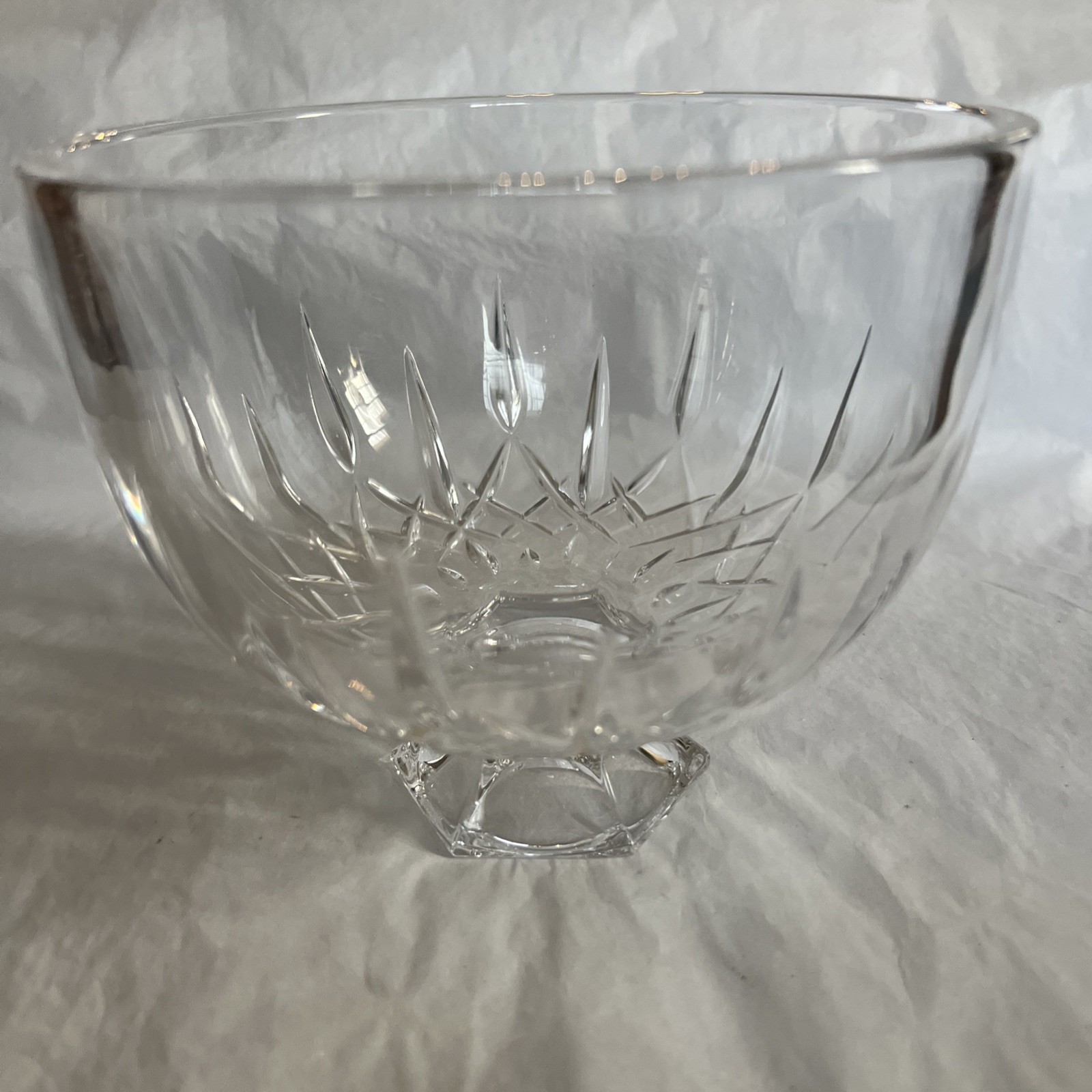Vera Wang Fidelity Footed 6″ Crystal Bowl Vertical Cuts Wedgwood READ
