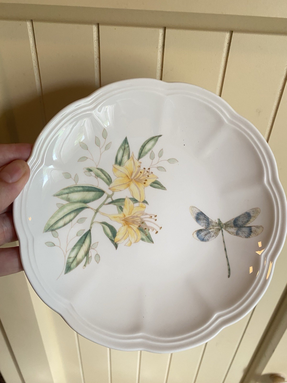 4 Vintage Lenox Butterfly Meadow Lily Flower Dragonfly Party Plate Set 1999 6.5”