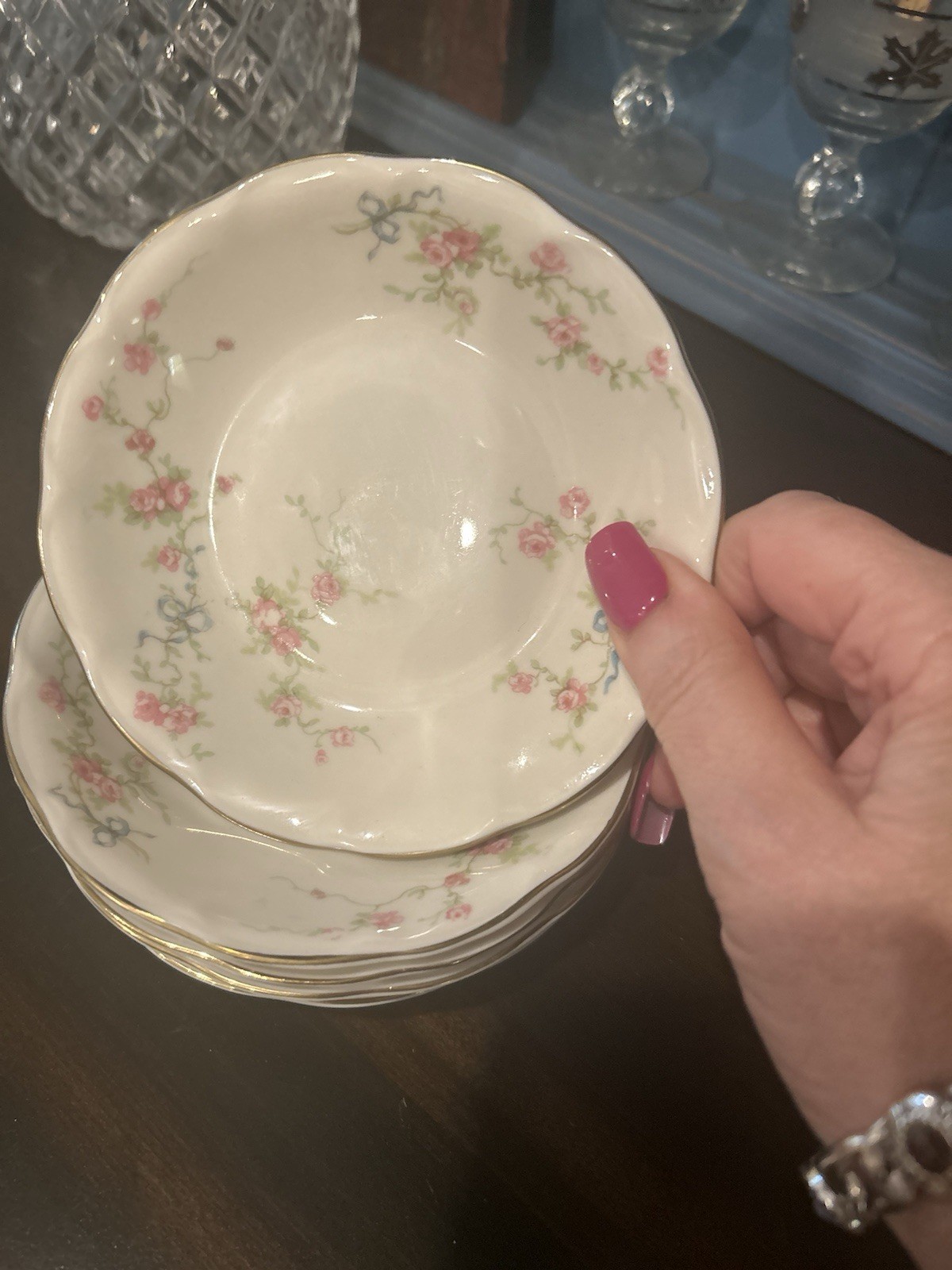 5 Theodore Haviland NY ROSANNE Fruit Sauce Bowls 5 1/8 Inches Quaint Vintage