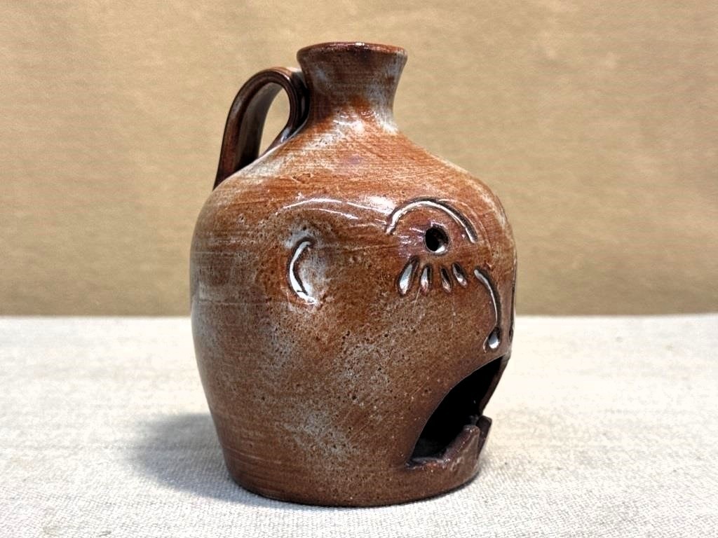 Southern Folk Art Face Jug Cole Pottery Sanford NC signed Rare!