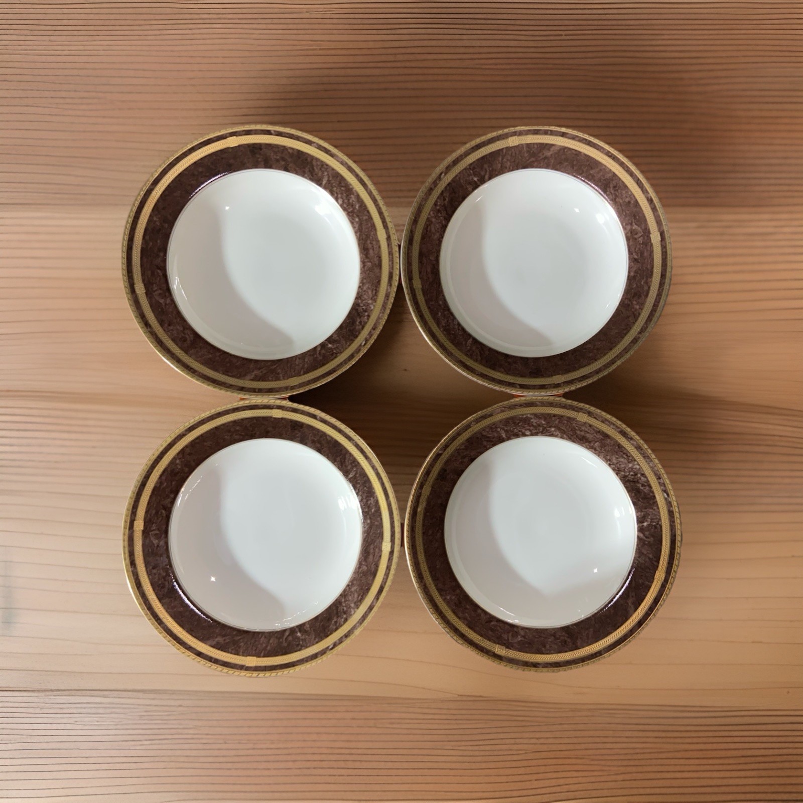 Mikasa Fine China Mahogany Four Piece Place Soup Bowls Discountinued In Japan